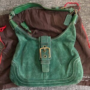 Coach Vintage Suede Emerald Green Hampton Hobo 7471